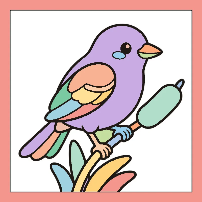 Colored example page from Backyard Birding