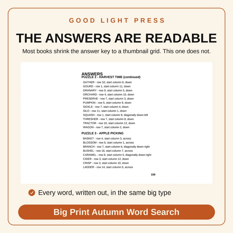 Sample page 3 from Big Print Autumn Word Search