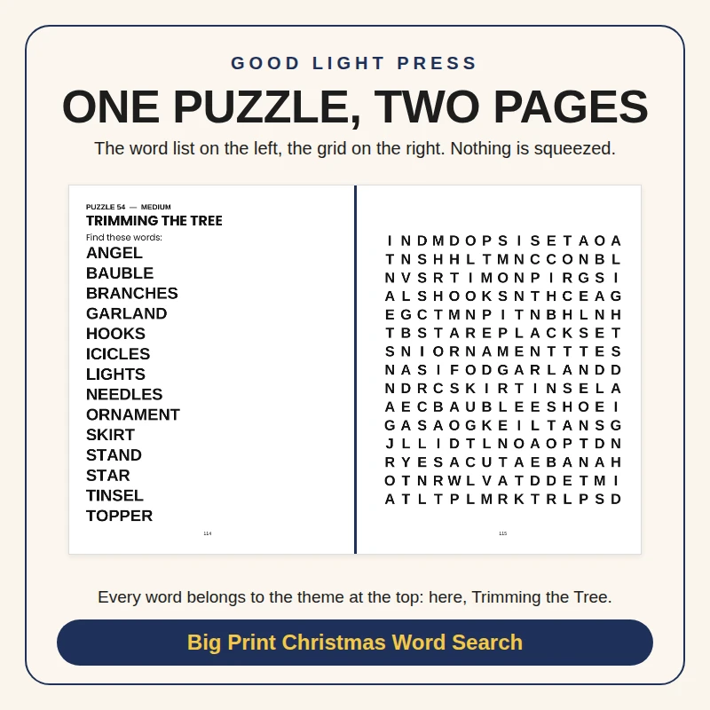 Sample page 1 from Big Print Christmas Word Search
