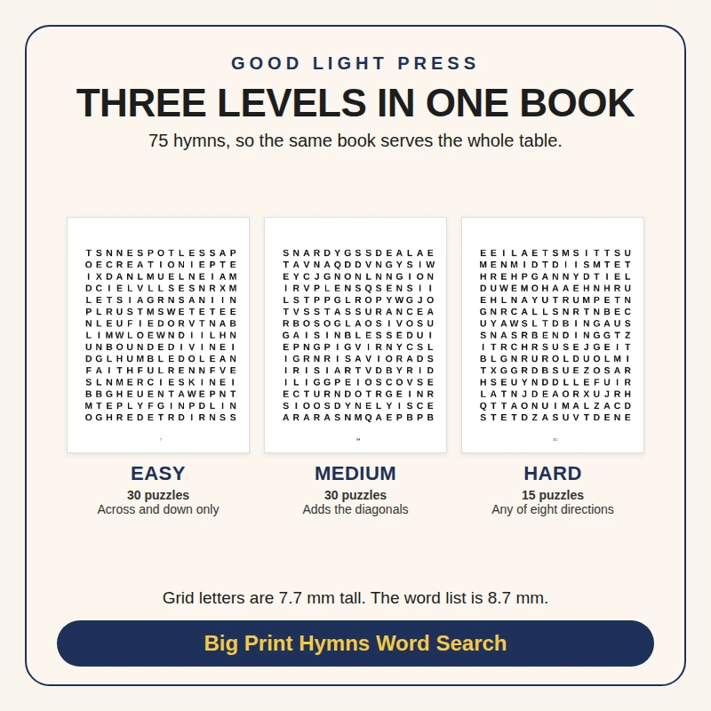 Sample page 3 from Big Print Hymns Word Search