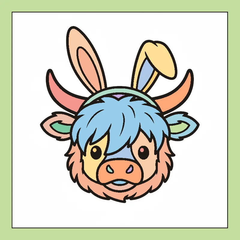 Colored example page from Highland Cow Easter