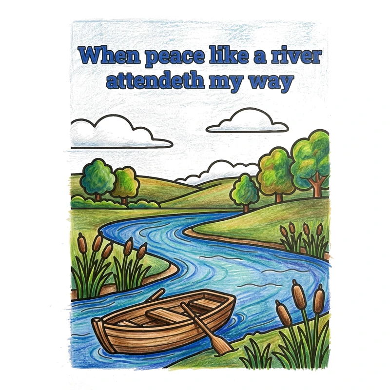 Colored example page from Bold and Easy Hymns of Grace