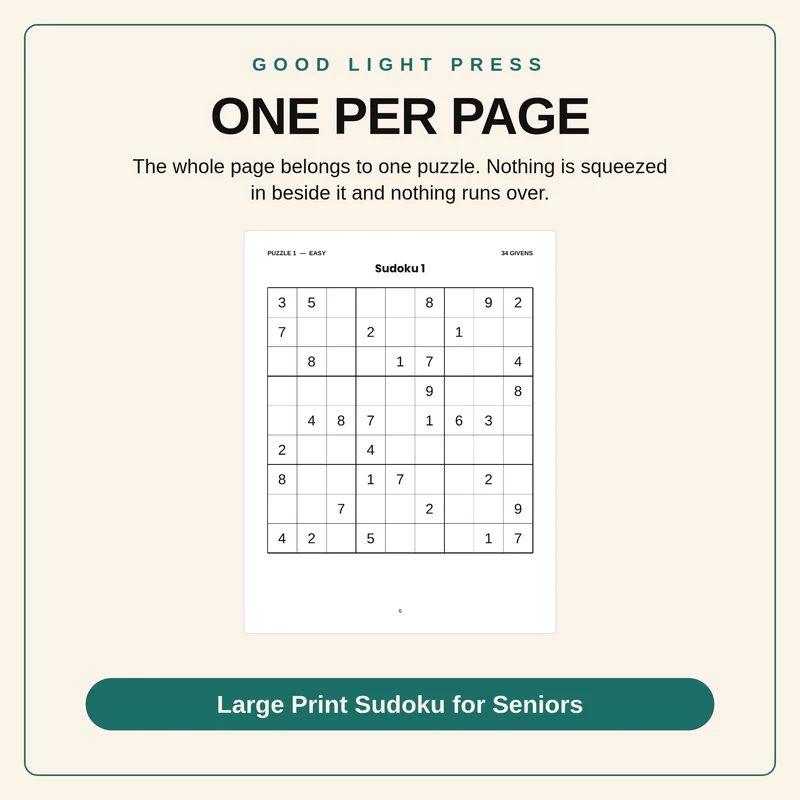 Sample page 1 from Large Print Sudoku for Seniors
