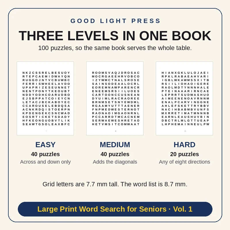 Sample page 3 from Large Print Word Search for Seniors, Volume 1