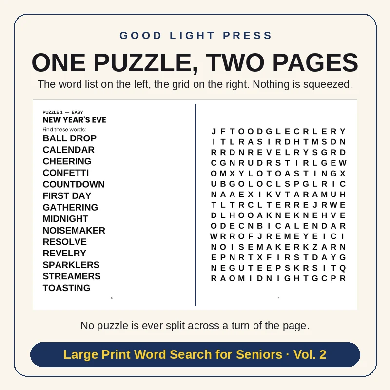 Sample page 1 from Large Print Word Search for Seniors, Volume 2