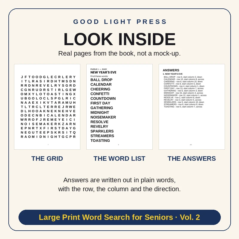 Sample page 2 from Large Print Word Search for Seniors, Volume 2