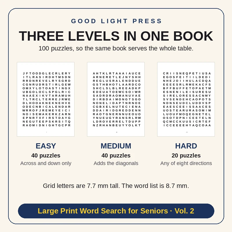 Sample page 3 from Large Print Word Search for Seniors, Volume 2