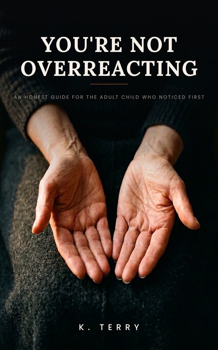 Cover of You're Not Overreacting by K. Terry — two open hands, palms up